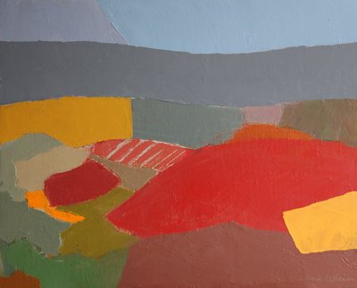 Paysage au champ rouge